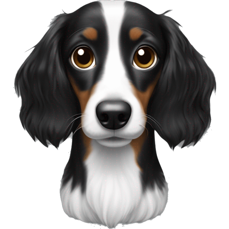 long haired black and white with mainly black only a bit of white on the chest and muzzle dachshund emoji