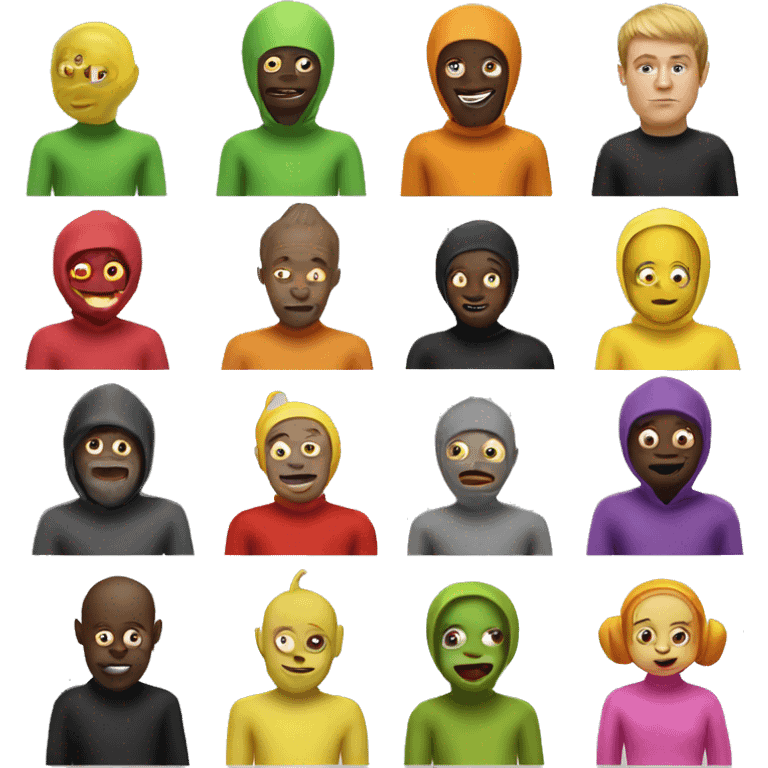 Tellytubbies but human faces  emoji