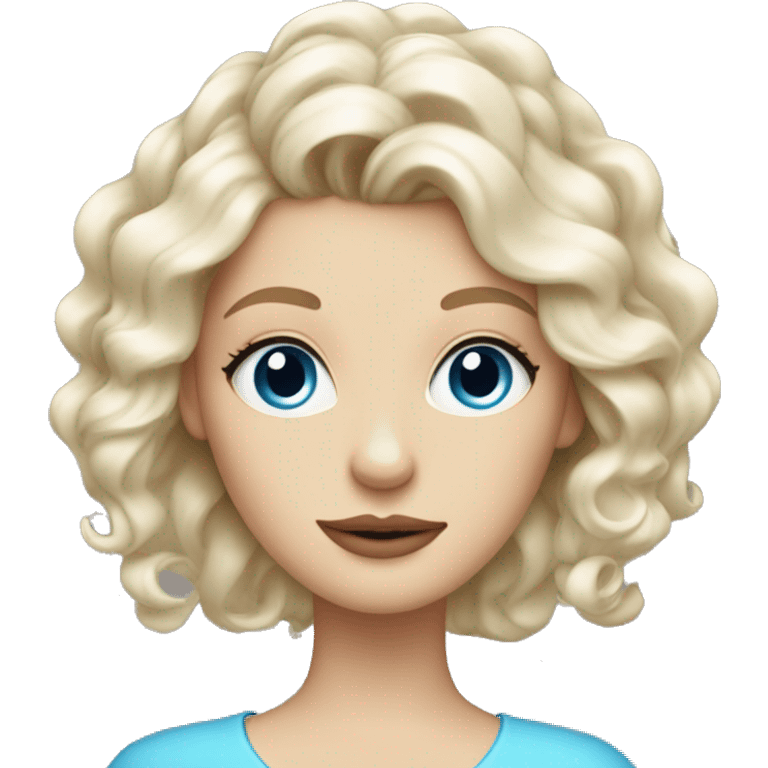 white blonde girl with gorgeous hairdo and blue eyes and cream on her face emoji