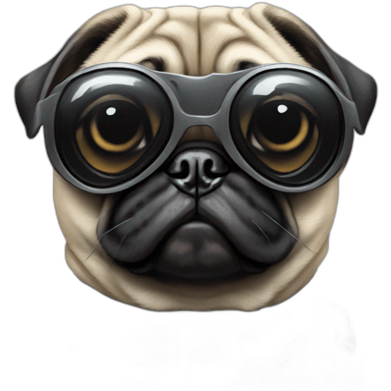 pug with black sunglasses and wearing a cyberpunk suit emoji