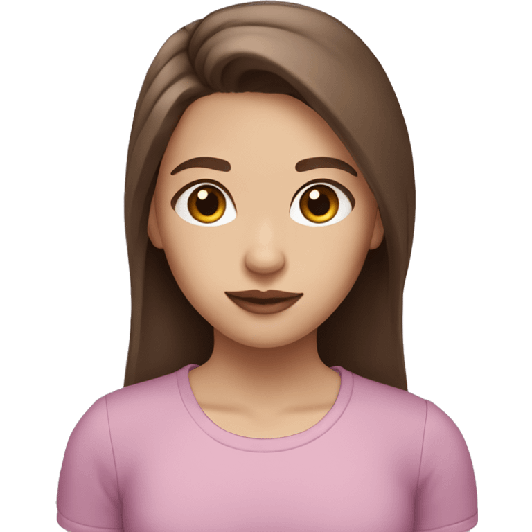 girl with brown hair long hair  brown eyes purple shirt soft pink lips emoji