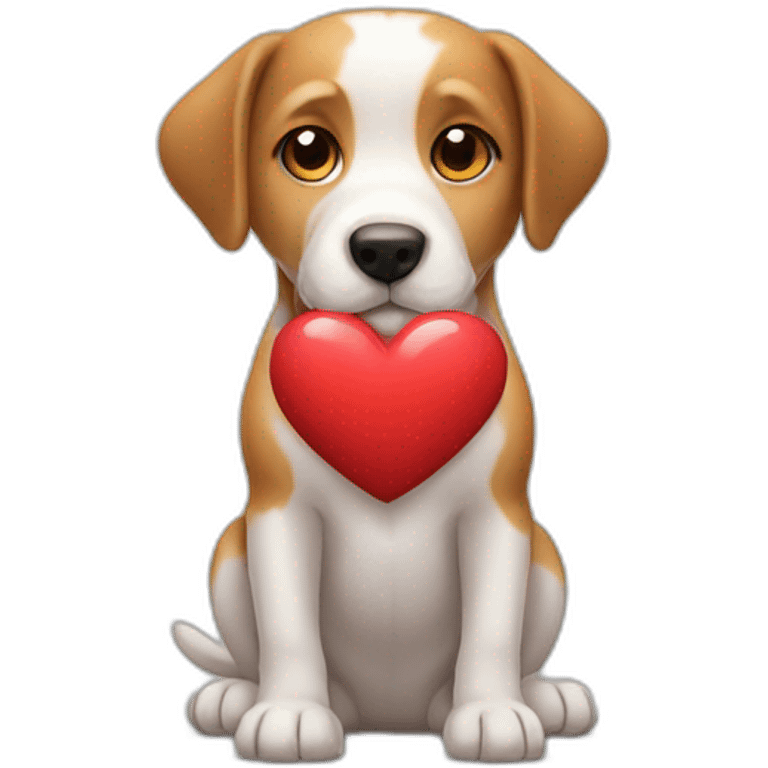 dog holding heart emoji