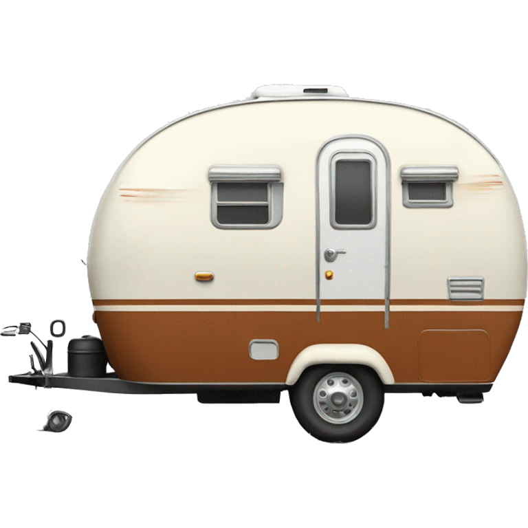 Realistic vintage round travel trailer isolated.  emoji