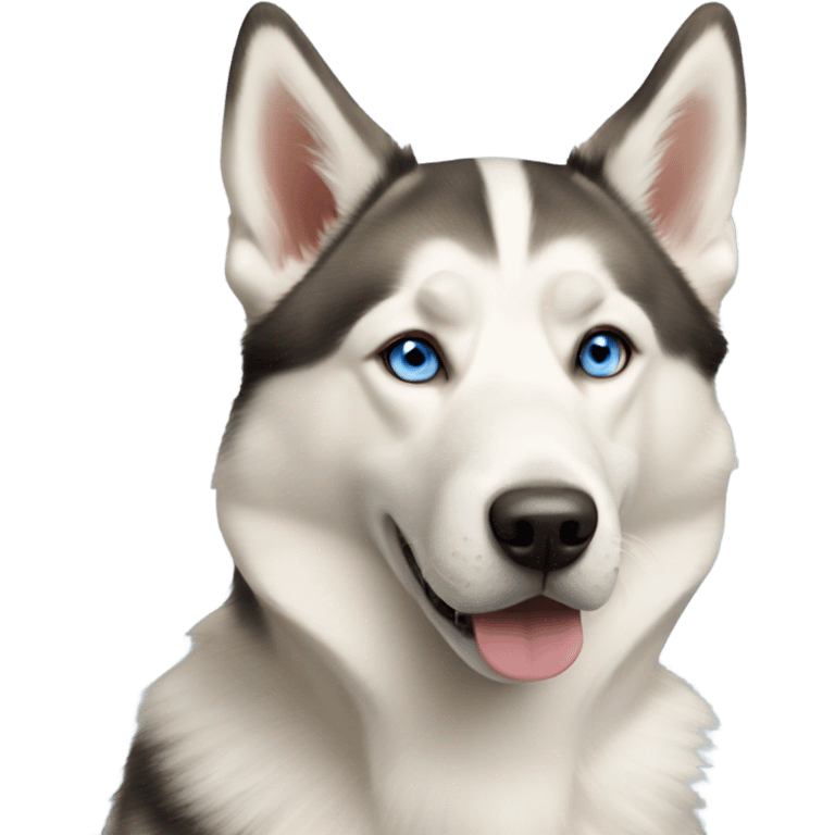 Yellow and white husky and shepherd mix dog blue eyes emoji