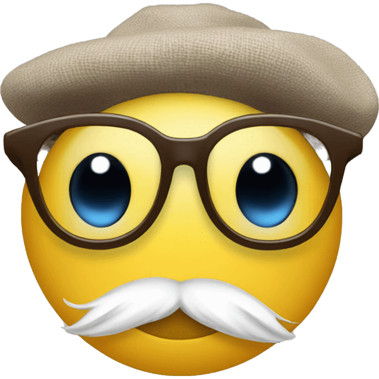 a smiley emoji with glasses and a tiny hat emoji