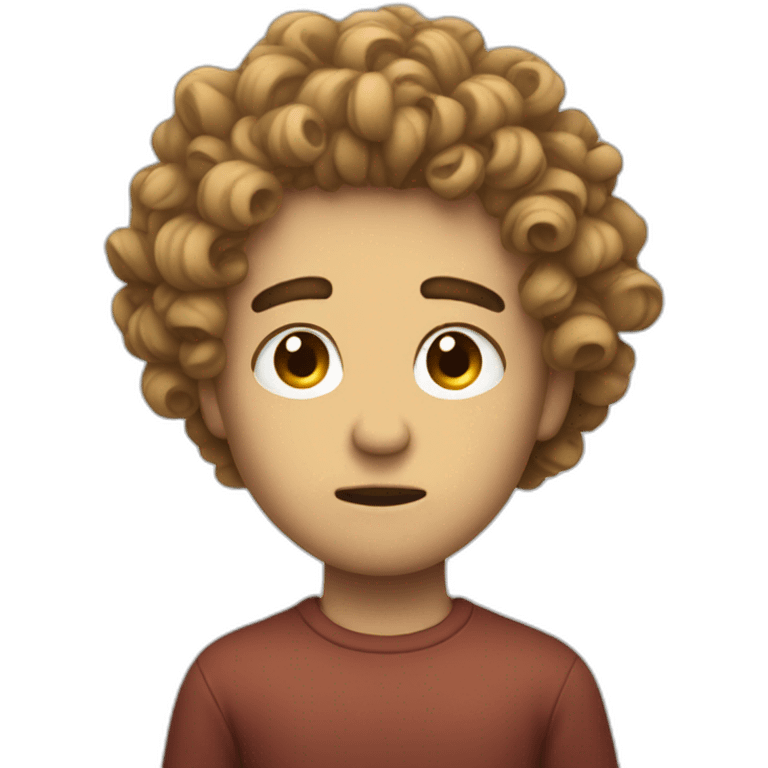 His hair is curly and sad emoji