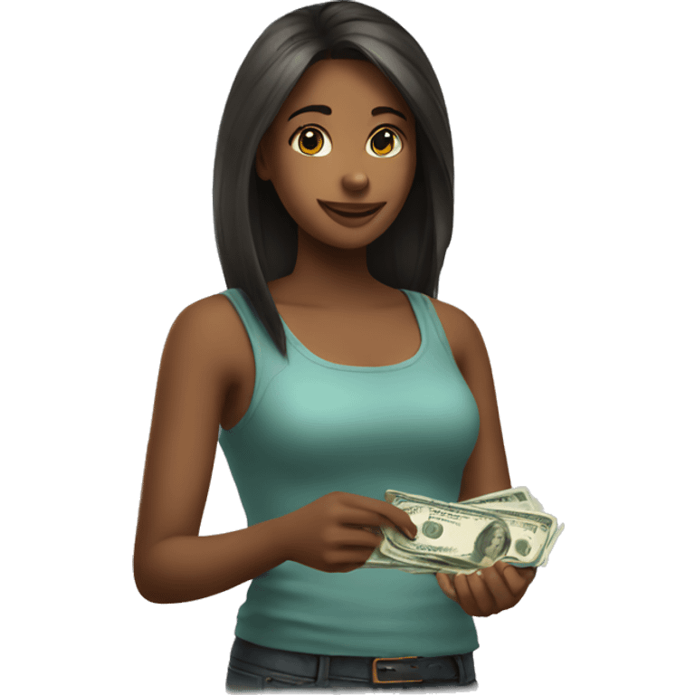 girl paying money emoji