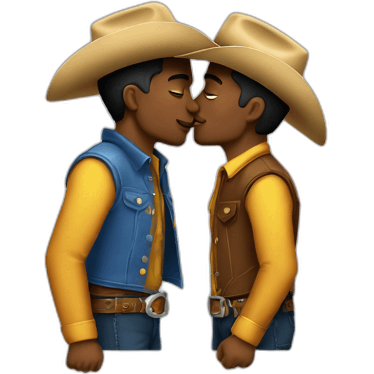 2gay 1lesbian cowboys kissing emoji