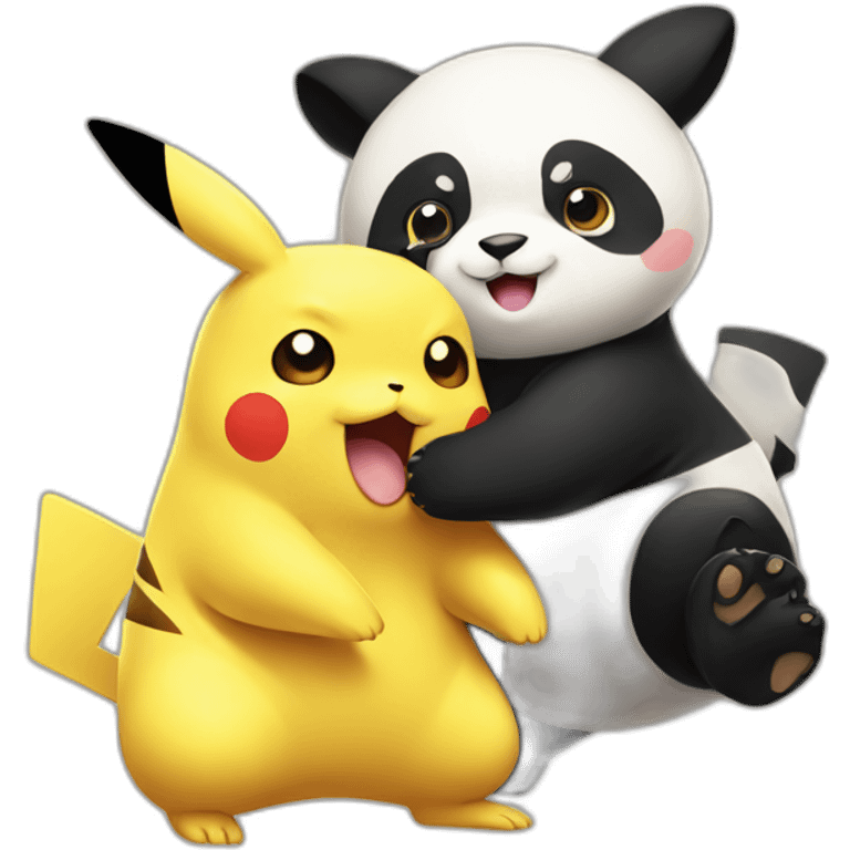 pikachu playing with panda emoji