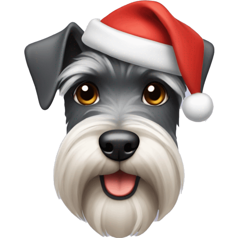 schnauzer wearing a christmas hat emoji