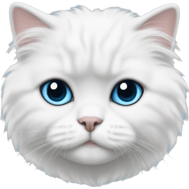 fluffy, blue eyes with white Scottish Fold emoji