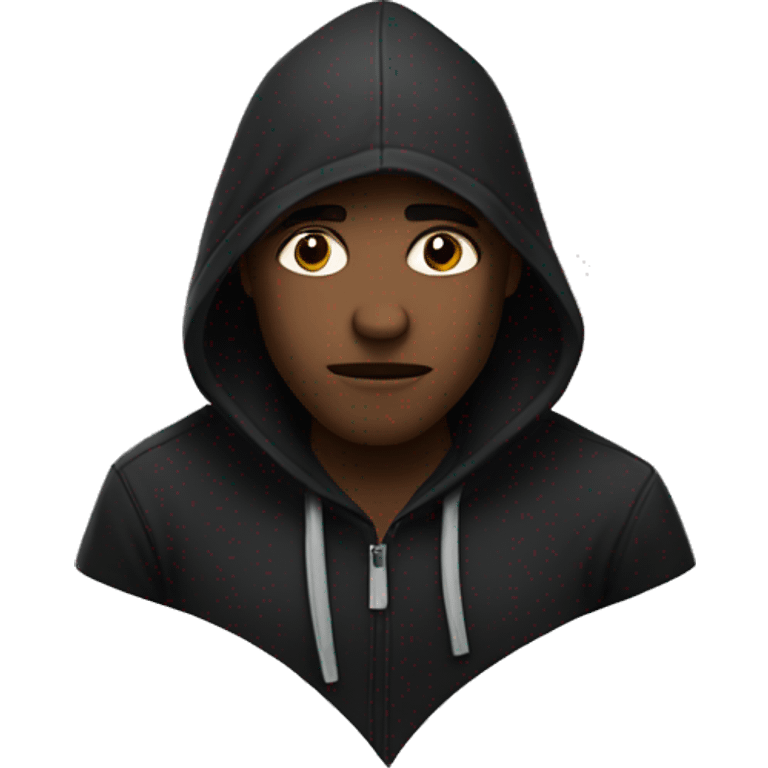 Guy with black hoodie looking mysterious emoji