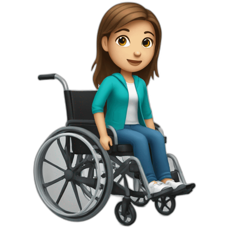 a brown hair girl using wheelchair emoji