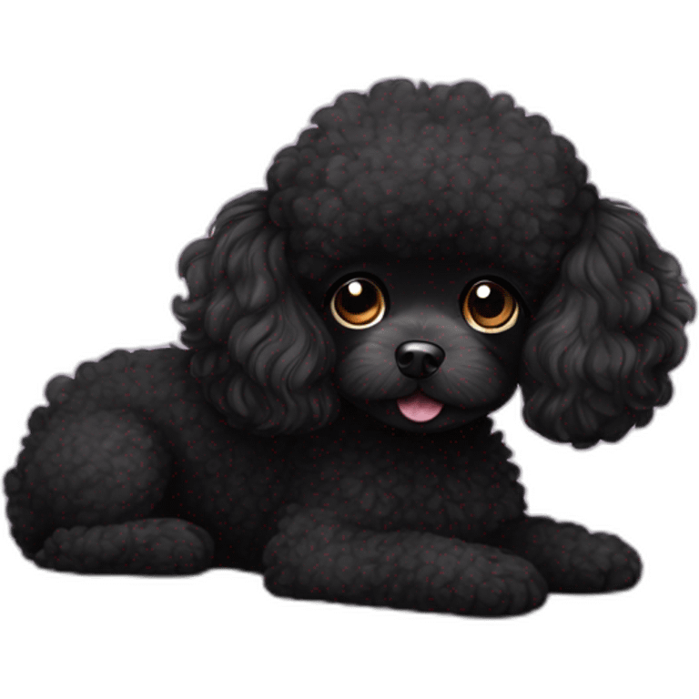 black toy poodle small girl fluffy dog emoji