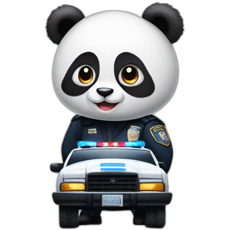 panda standing beside a police car emoji