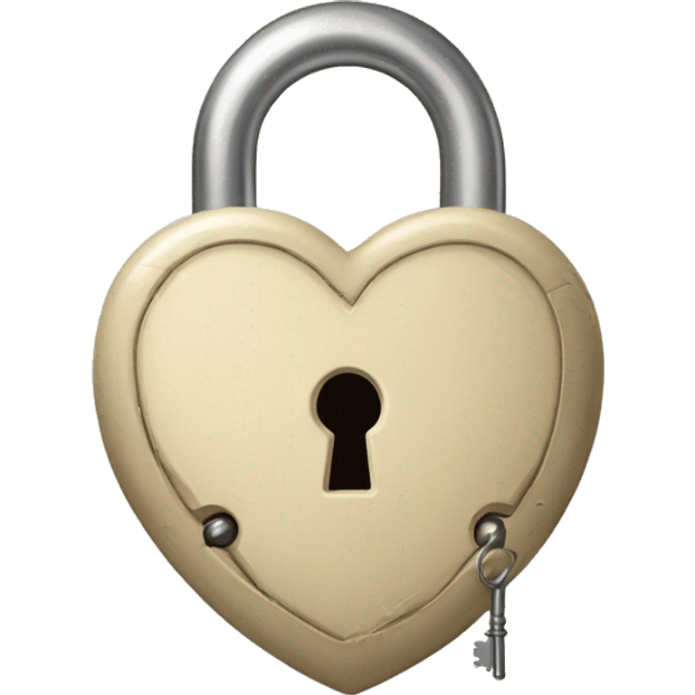 vintage beige heart-shaped lock and key emoji