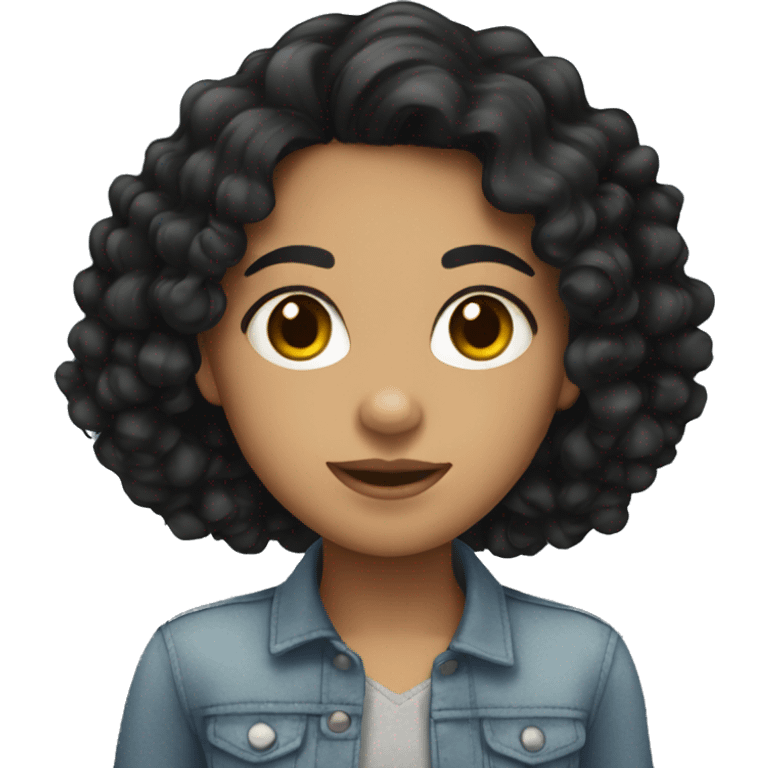 Hispanic girl with black curly hair  emoji