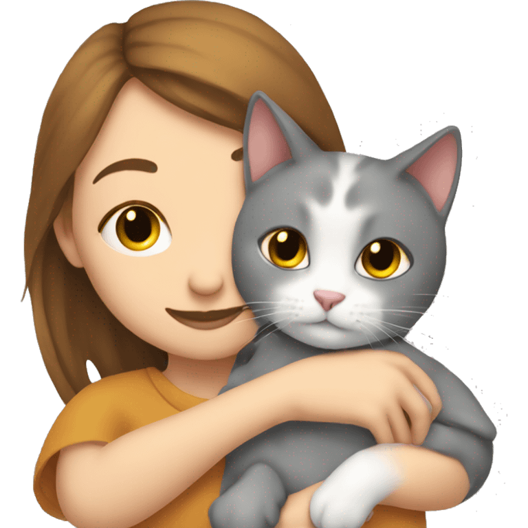 cat cuddles human girl emoji