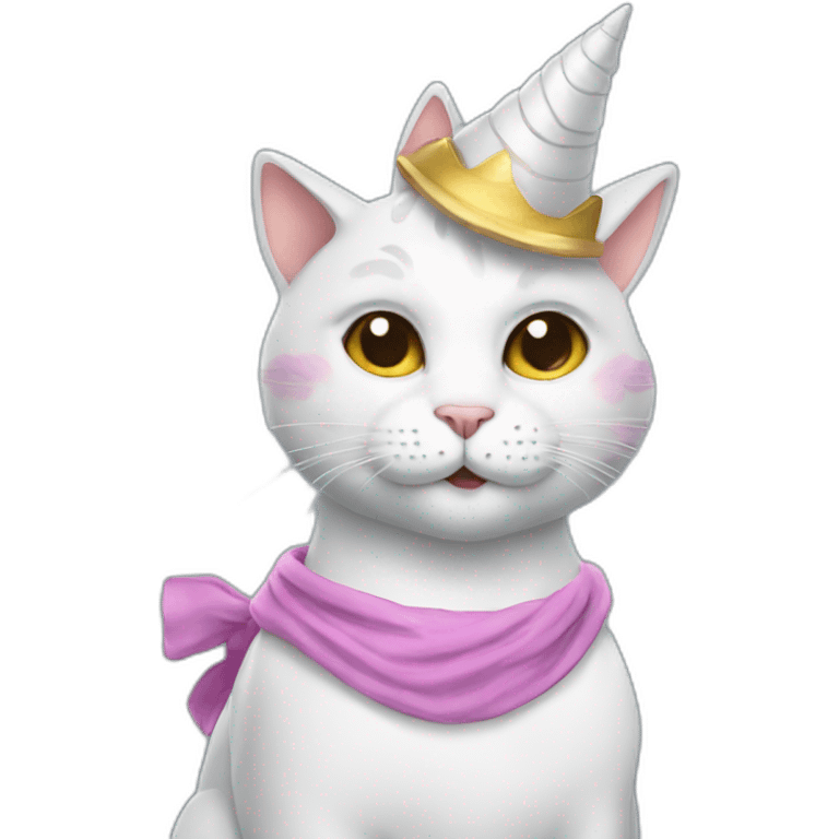 Cat in a unicorn costume with a hat emoji