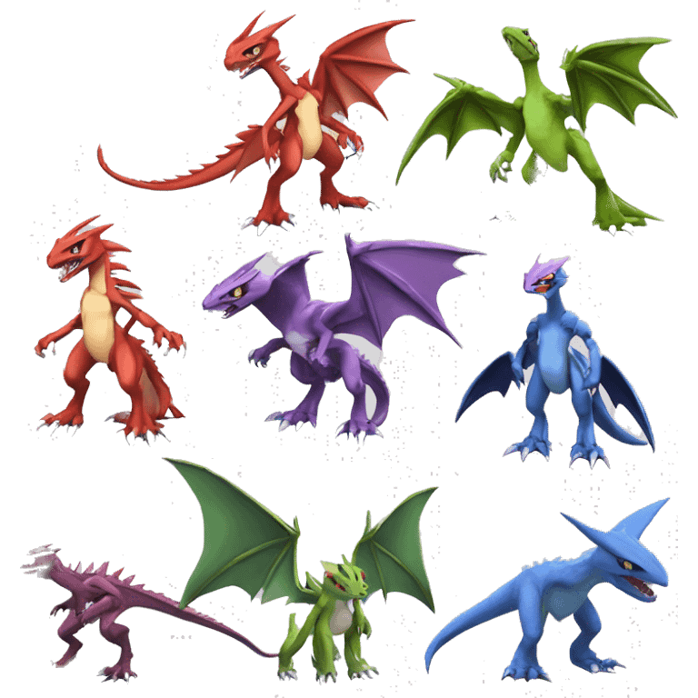  Cool Edgy Digimon-Fakemon-Guilmon-Genesect-Flygon-Velociraptor-Dragon full body emoji