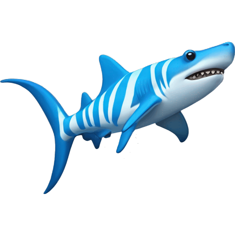 coral colored hammerhead shark with blue zebra stripes  emoji