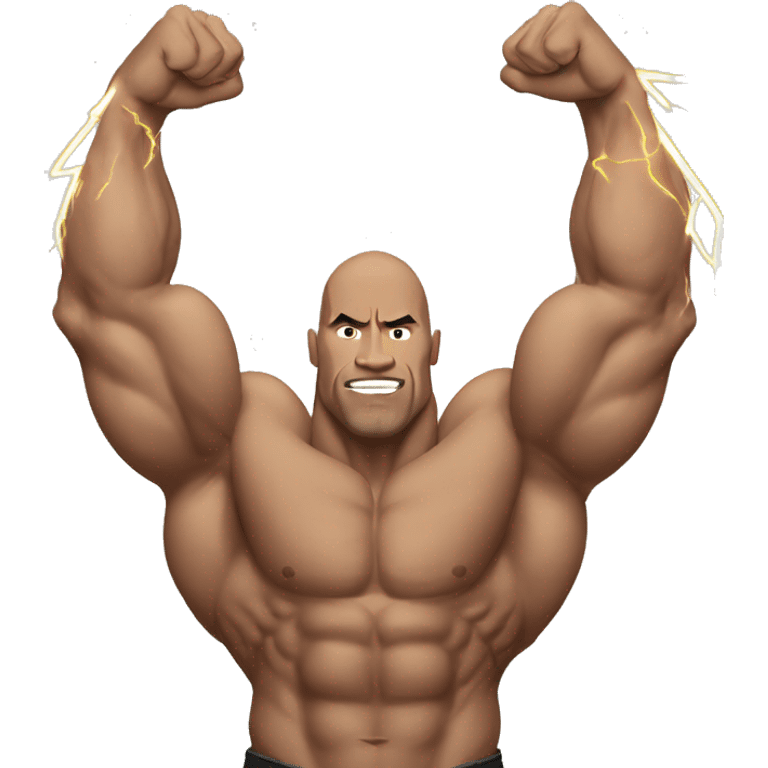 the rock double biceps holding lightning bolts emoji