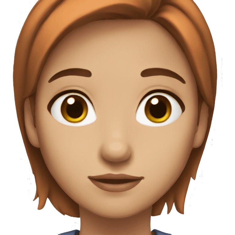 Girl brown eyes, auburn short hair  emoji