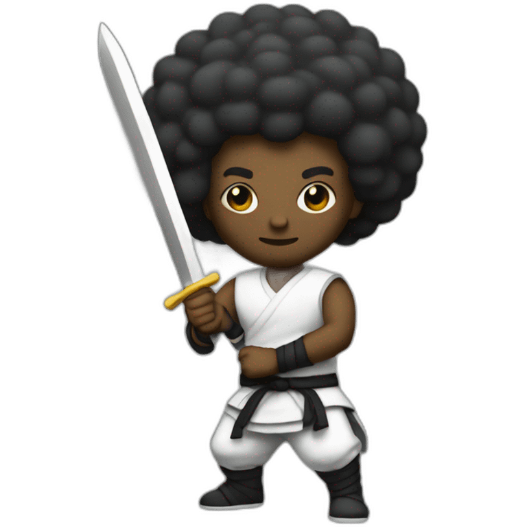 Afro black shaolin with big swords emoji