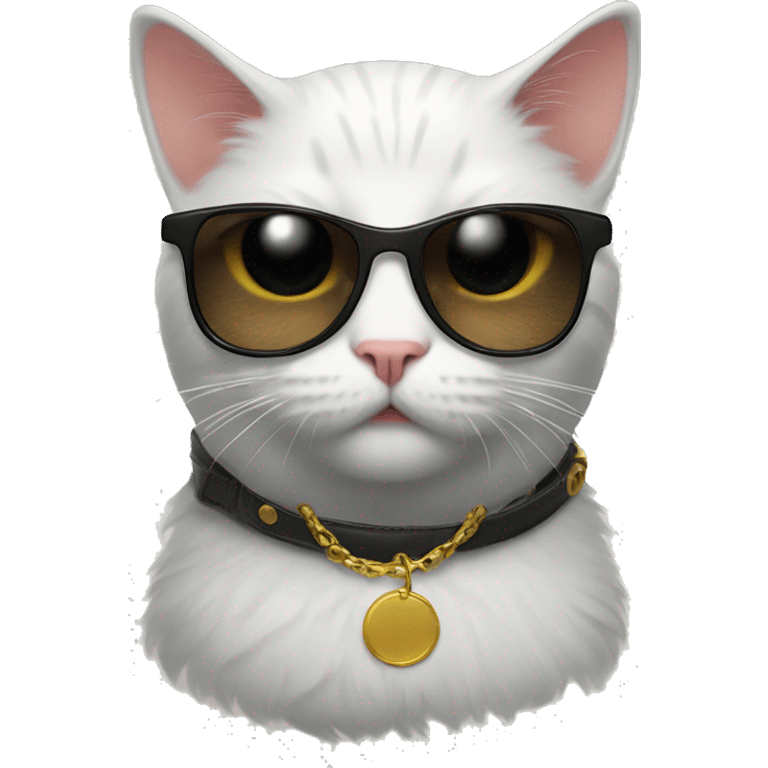 Cat with sunglasses nd wering a huddie  emoji