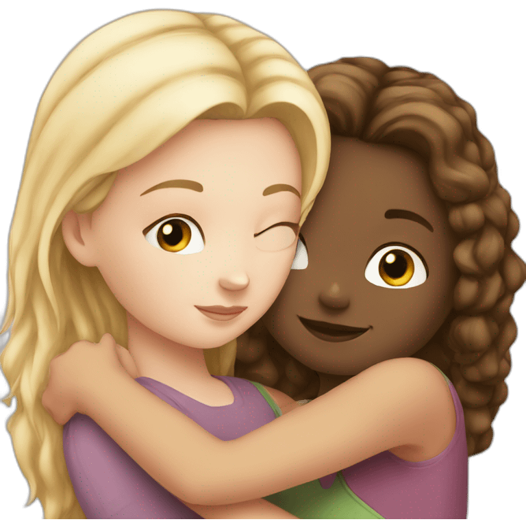 White Girl hugs white girl emoji