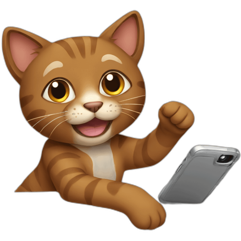 brown cat making a selfie emoji