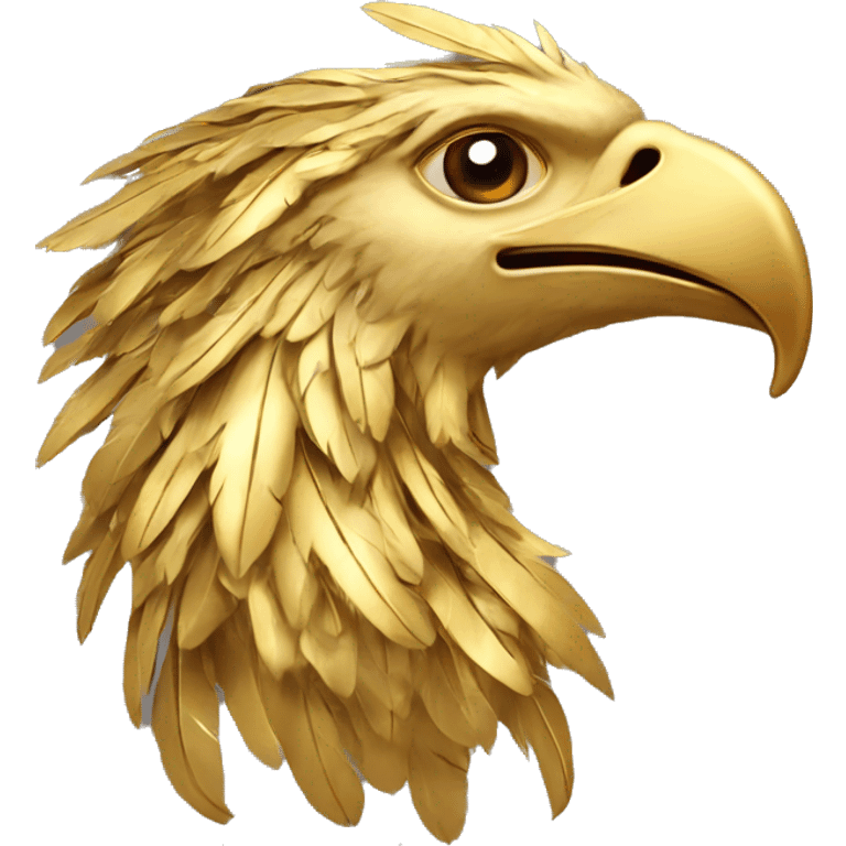 Phoenix head with gold feathers in gold color emoji