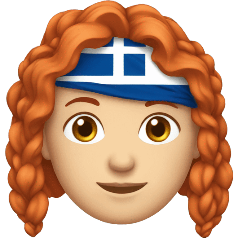 Female red hair mountaineer with greek and european flag emoji