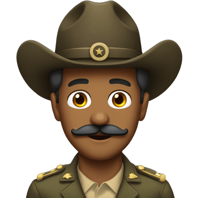 Brown man with a mustache in a army cavalry Stetson  emoji