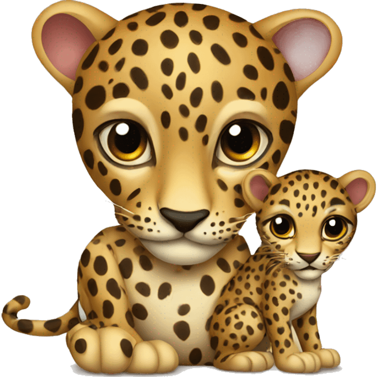 Leopard with baby emoji