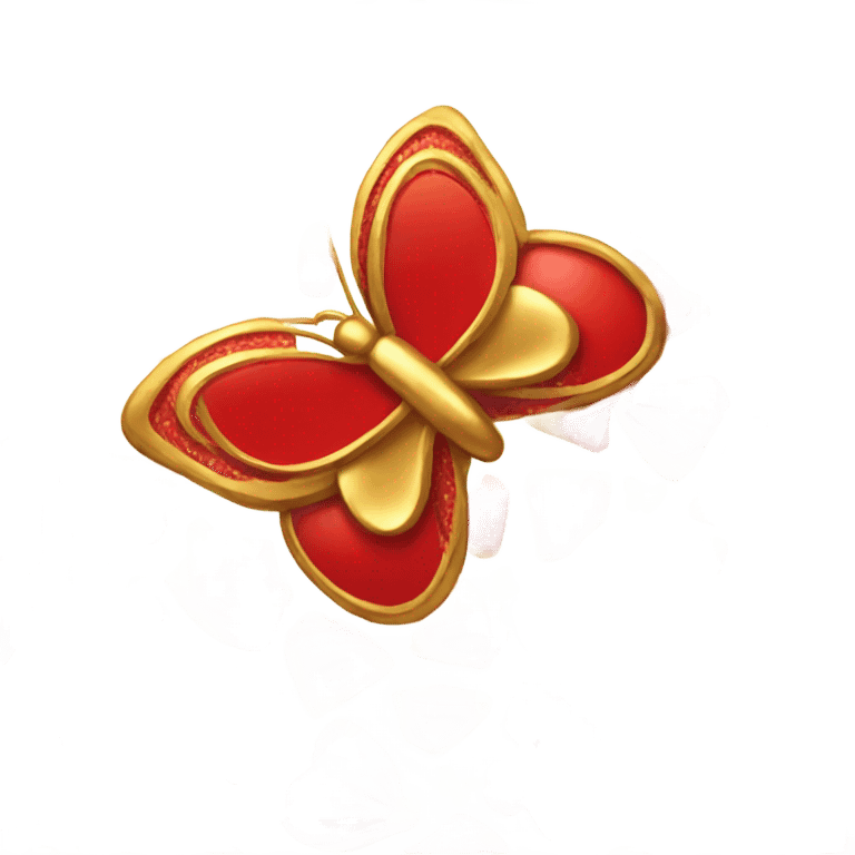 Red bow with gold butterfly  emoji