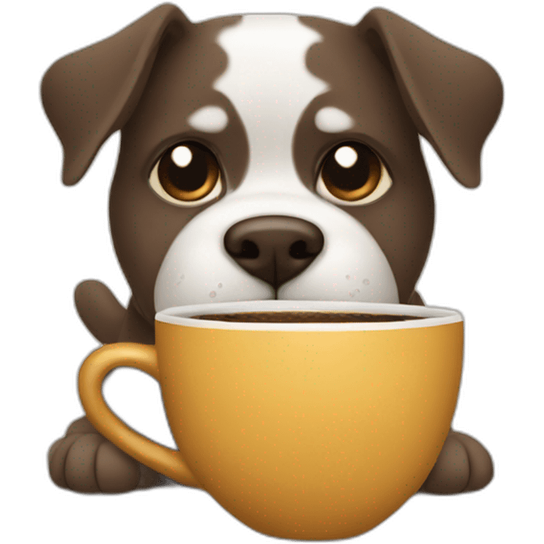 Dog drinking coffee emoji