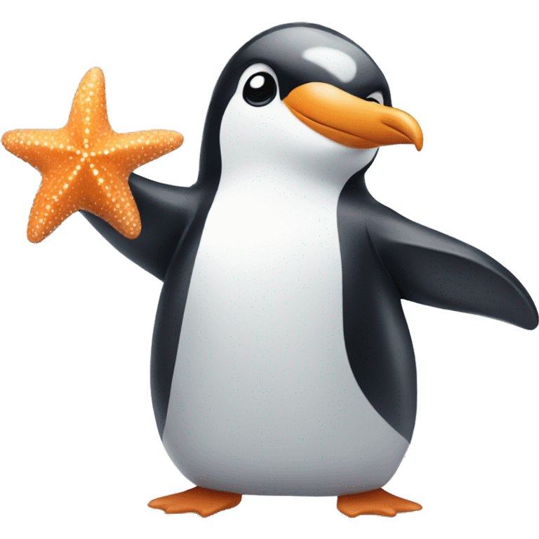 Penguin holding a starfish emoji