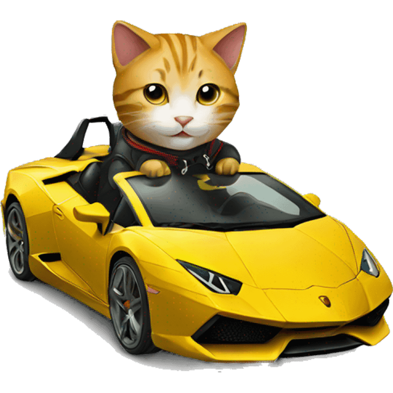 Cat riding Lamborghini  emoji