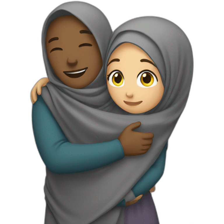 Hijab women and man hug  emoji