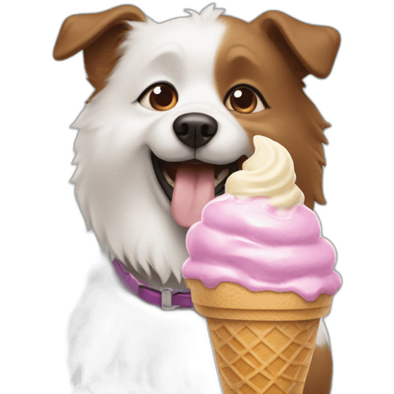 Dog Spitz eating ice cream emoji