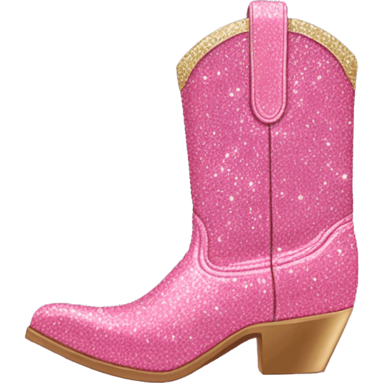 Pink glitter cowboy boots with detail  emoji