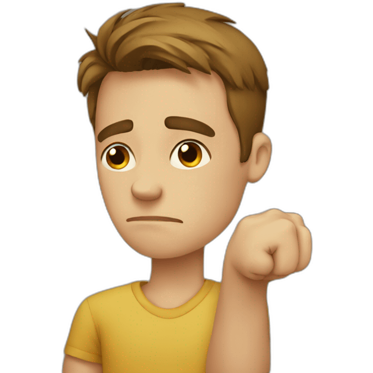 sad young man with thumb down emoji