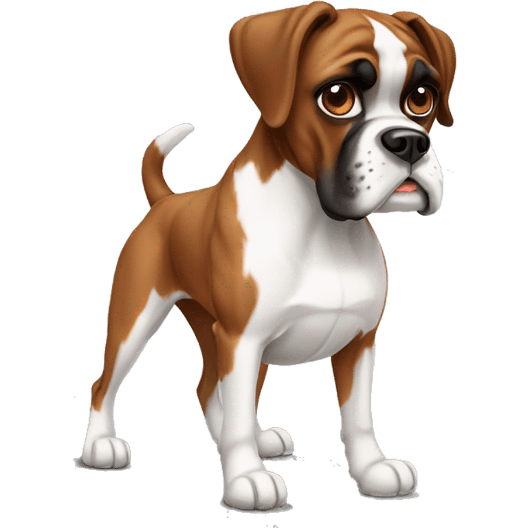 Brown and white boxer dog emoji