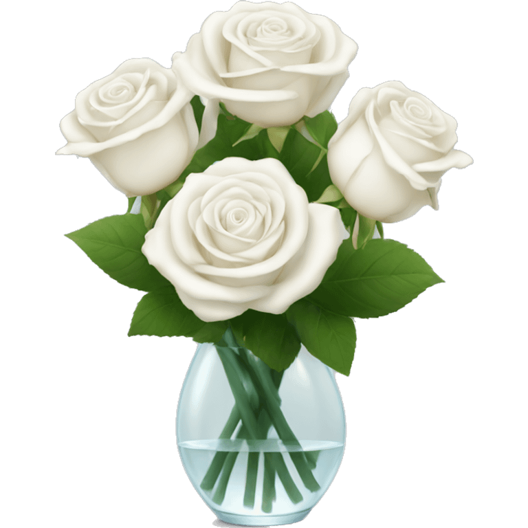 White rose bouquet in a glass vase emoji