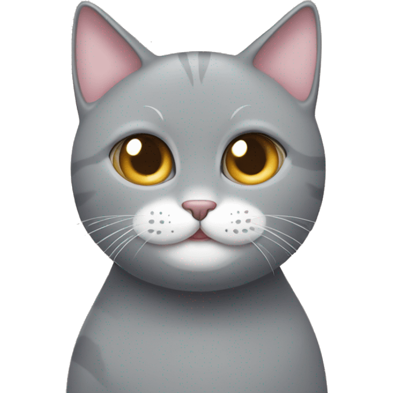 Grey cat with white tummy and mouth with donut around neck  emoji