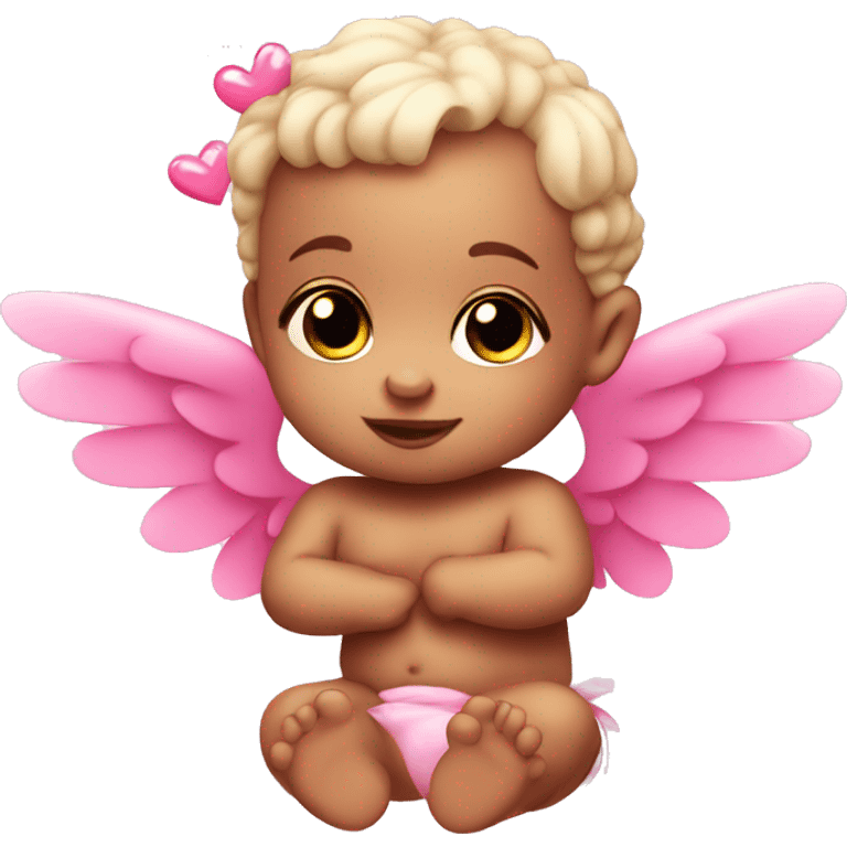 baby cupid with hearts and pink wings emoji