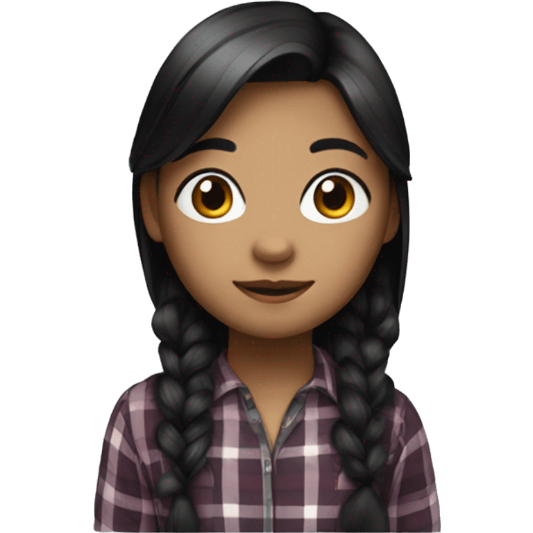 girl whit black hair in a plaid emoji