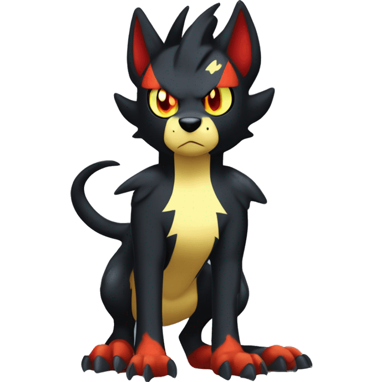 Cool Edgy Litten-Houndoom-Luxray Fakémon Digimon with Edgy markings, full body, outlined emoji