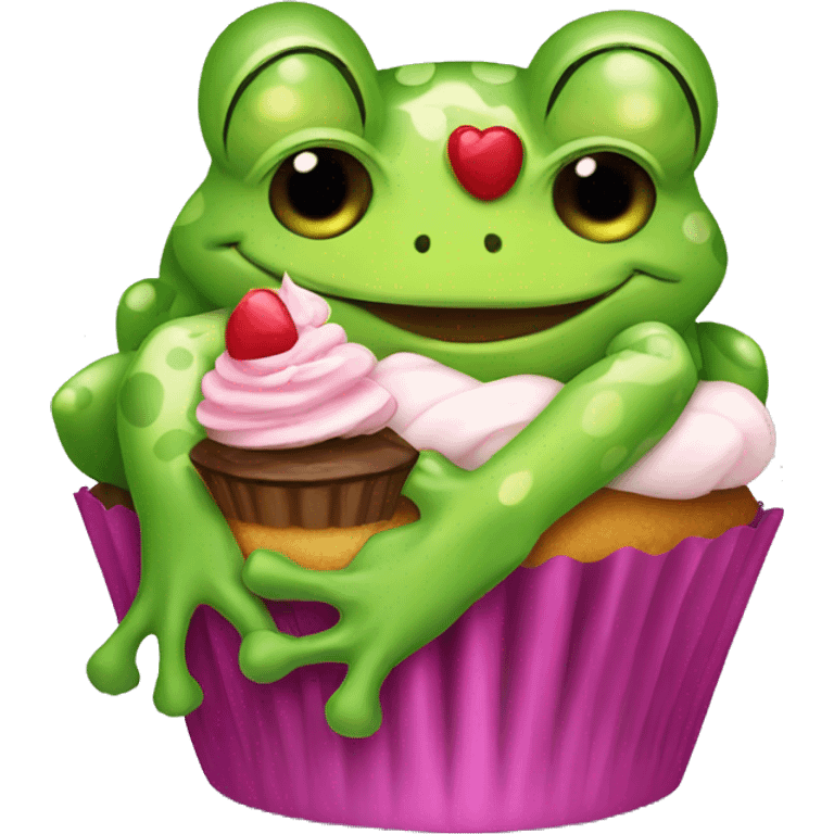 Frog with a cupcake  emoji